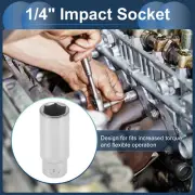 Universal 1/4 Inch Drive Impact Socket 50mm 14mm 6 Point CR-V Silver Tone 1 Pcs