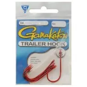 Gamakatsu Spinnerbait Trailer Pointed Ringed Eye Hook #2/0 Red 5/Pk 210312
