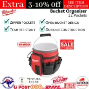 New Milwaukee Jobsite Bucket Organiser Tool Bag Carry 32 Pockets Plumber Garage