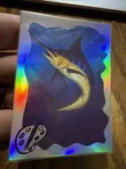 Blue Marlin In Ocean Custom Holographic Refractor Art Trading Card /9