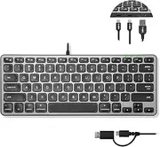 [Macally] Wired Keyboard for Mac with USB Hub (2X USBC / 1x USBA) - Compatible Small Apple Key Board with 2 in 1 USB Plug - for MacBook Pro/Air, Mac mini, iMac