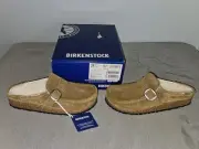 Birkenstock New w/ Box Buckley Shearling Tea Suede Leather Narrow Size 39 W8/M6