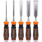 5 Pcs Bevelled Blades Wood Chisel Set with Storage Bag Mortise Chisel with St...