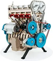 DjuiinoStar Vehicle Engine Model Assembly Kit (300+ Pieces Components, 5 Hours Assembly Time), Four-Stroke Straight-Four Gas Engine Working Model, 4 Cylinder Engine Kit DM13-1