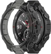 Turnwin Case intended for Amazfit T-Rex Bands, Soft Flexible TPU Silicone Shock-Proof and Scratch-Resistant Protector Cover Case intended for Amazfit T-Rex Bands Smartwatch (Black)