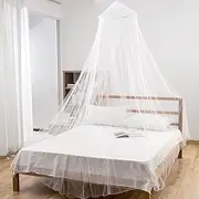 Bed Mosquito Net Universal, Crib Bed Netting Canopy, Hanging Dome Mosquito Net 60x250cm Easy to Install, Washable, Room Decoration (White)