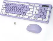 Wireless Keyboard and Adjustable DPI Mouse Combo with 2.4GHz USB Receiver PURPLE