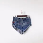 One x One Teaspoon Micro Mini Short Womens XS Blue Denim Paint Splatter Bandits