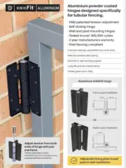 Self Closing Gate Hinge, D&D KwikFit Aluminium Hinge, For tubular fencing gates.