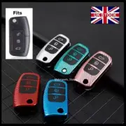 Carbon Fibre 3 Button Car Remote Key Fob Cover Case For Ford Flip Key T43cf
