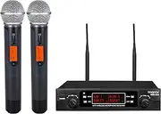 innopow 80-Channel Dual UHF Wireless Microphone SystemMetal Cordless Mic Set Long Distance 200-240Ft Prevent Interference16 Hours Continuous Use for Family PartyChurchSmall Karaoke Night (WM333)