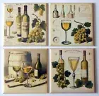 White Wine and Grapes Sign FRIDGE MAGNET Set