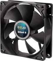 Gelid Solutions Silent 9, 92mm Computer Fan, Silent Series, Black-Case Fan, 92mm, 3 Pin-Silent Operation, 92x92x25mm, RPM1500, Rubber Fan Mount, Color Black