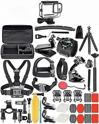 50 Accessories Kit for Gopro Hero 13 12 11 10 9 Black + Waterproof Housing Case