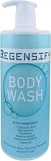 REGENSIFY Body Wash 500 ml (17 FL Oz) [1% Salicylic Acid, Niacinamide, Panthenol, Hyaluronic Acid, Coenzyme Q10 & Vitamin E] - Anti Aging, Hydrating, Moisturising & Exfoliating Shower Gel