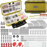 TRUSCEND Widely Used Fishing Tackle & Accessories Kit, Fishing Tackle Box with Tackle Included, Fishing Sinker Weight Hook Swivels Snap Leader Lures, Giftable Beginner Fishing Lures/Gear Set
