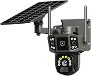 10X, 4K Dual Lens, Outdoor Security Camera, WiFi Solar Closed-Circuit Television, 4G Sim Solar Camera, CCTV Camer(WiFi Add 64GB Card)