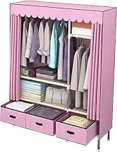 Portable Wardrobe Rack,Portable Wardrobe Shelves,Clothes Closet Storage Organizer with Hanging Rail,Shelves,Foldable Closet,Fabric Wardrobe for Bedroom,Pink-125x45x168cm