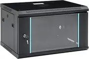 vidaXL 6U Wall Mounted Network Cabinet 19" IP20 Data Equipment with Lock and Key Network Storage Removable Side Panel Electronic Accessory