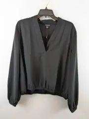 Ann Taylor Womens Basic Chiffon V-Neck Blouse L NWT