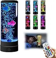 Sensory Fish Tank Lamp, Bubble Fish Lamp for Kids, Baby Sensory Fish Lamp, Bubble Fish Lamp Ocean Sensory, Bubble Fish Mood Lamp, Artificial Fish Tank with Moving Fish (Black)