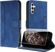 [JayModCase] Mobile Phone Case Compatible with Samsung Galaxy A13 5G / A04s, Flip PU Wallet Protective Case with [1 Piece Protective Film] Card Slot Magnetic Closure Stand Case for Galaxy A04s (Blue)