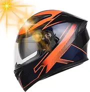 AMITH Full Face Hat - Full Face Dual Lens Shield Street Motorcycle Hat,Cycling Hat for Motorcycles, Scooters & Mopeds, Street Hat for Adults Men and Women