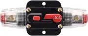 100A Inline Circuit Breaker Fuse Holder for 12V-48V DC Car Audio Systems