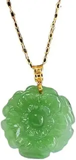 [KONGKNUANK] Necklaces For Women Jade pendant S925 Silver Gold-Plated Natural Hetian Jade Pendant Jasper Sunflower Jade Necklace Pendant for Women Yoga Jade Neaklaces Genuine Jade Pendant for Women