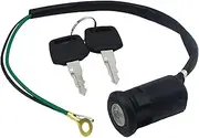 Ignition Switch with Key, 2Pcs Ignition Lock Cylinder with Key, 2-Wire Switch for Motorcycle, Bike, ATV, Scooter, Universal Replacement Part (Black)
