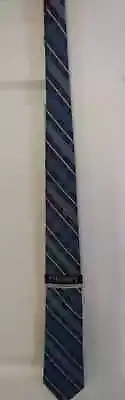 Mens Tie Blue/Black/White Plaid Machine Washable Tall Wearhouse Platinum Designs