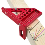 JIGHOLE 5th Generation 3D Multi-angle Measuring Ruler Square Ruler 22.5-90 Degree Protractor Aluminum Alloy Scriber for