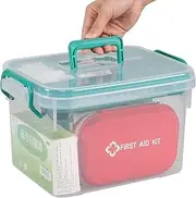 Vadidiya Clear Plastic First Aid Kit Box, Emergency Supplies Organizer Box with Handle