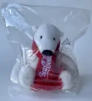 4” Mini Plush Coca Cola Coke Polar Bear w/ Holiday Red Scarf - New In Bag NWT