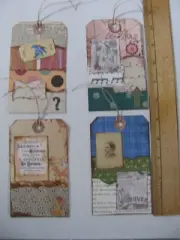 4 Handmade Tags Scrapbook Junk Journal Ephemera A