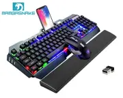Wireless gaming keyboard and mouse set Rechargeable LED Backlit + PU wrist rest