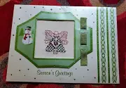 COMPLETED FINISHED CROSS STITCH CARD Green Christmas Angel