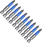 Piutouyar 10Pcs Magnetic Anti-Slip Drill Bit 2 Inch, PH1 Phillips Screwdriver Bits Set 1/4" Hex Shank (PH1 x 50MM)