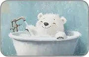 Amooorous Cartoon Cute White Bathing Bear Summer Cooling Blankets Self Cooling Blanket for Dogs for Kitten Outdoor cat Cordless Camas frias para Perros M