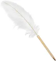 DPWOUM White Feather Ballpoint Pen Black Inks Pen Wedding Signing Pen Refillable Ballpoint Pen for School Writing,Signatures Pens and Refills