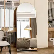 Manocorro 165x60cm Full Length Arched Mirror Floor Standing Mirror, Full Body Mirror, Hanging or Leaning Against Wall, for Bedroom, Cloakroom, Living Room(Gold)