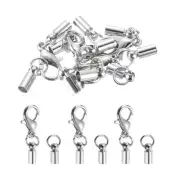 20Pcs Cord End Cap 2.5mm ID Silver Copper Column Barrel End Caps