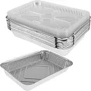 25 Pcs Foil Pans with Lids,Foil Pan Holder with Lid,Aluminum Pans with Lids,Aluminum Foil Pans with Lids,Aluminum Trays with Lids,Foil Trays with Lids for Baking Cooking Roasting Heating