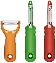 Oxo Good Grips 3-Piece Peeler Set, Stainless-Steel, Green/Orange/Red, 10-inch, Multi, 0719812033761