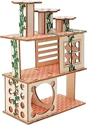 Wooden Hamster Villa Hideout Large Pet Climbing Frame Toy Decorative Squirrel House