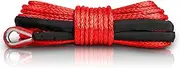 XPV SK75 1/4" x 49‘ Dyneema Synthetic Winch Rope 10000LBS Cable with Black Protecting Sleeve for SUV ATV UTV Vehicle Boat Car (Red)