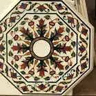 18" White Marble Kitchen Table Unique Design Inlay side coffee Table Top decor