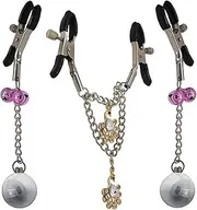 XIONGHAO 2 pieces stainless steel nipple clamps with weighted balls, nipple stretcher nipple clamps clitoris labia breast clip SM bondage erotic sex toys for women