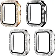 4 PCS for Apple Watch Case Compatible With Apple Watch Screen Protector Case Series 40/41/45mm Diamond Smartwatch Case for Apple Watch Series 4/5/6/SE Case for Iwatch 7/8/9 (41mm(for iWatch7/8/9))