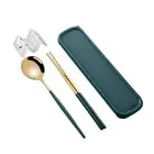 Flatware Kit Glossy Reusable Chopsticks Fork Spoon Dinner Set Food Grade